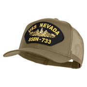 USS Nevada Submarine SSBN-733 Patched Solid Cotton Twill Mesh Prostyle Cap - Khaki OSFM