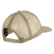 Silver USA Flag Retired Blue Line Patched Solid Cotton Twill 5 Panel Mesh Back Cap - Khaki OSFM