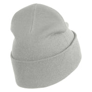 Mirrored Teardrop iron on Patched 12 Inch Long Knitted Beanie - Heather Grey OSFM