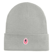 Mirrored Teardrop iron on Patched 12 Inch Long Knitted Beanie - Heather Grey OSFM
