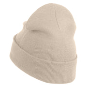 Twins Panda Bear Embroidered Patched 12 Inch Long Knitted Beanie - Birch OSFM