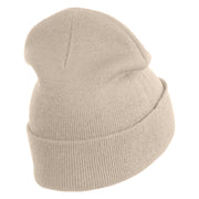 Twins Panda Bear Embroidered Patched 12 Inch Long Knitted Beanie - Birch OSFM