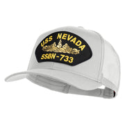 USS Nevada Submarine SSBN-733 Patched Solid Cotton Twill Mesh Prostyle Cap - White OSFM
