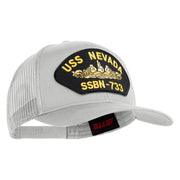 USS Nevada Submarine SSBN-733 Patched Solid Cotton Twill Mesh Prostyle Cap - White OSFM
