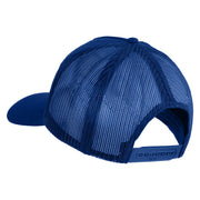 Silver USA Flag Retired Blue Line Patched Solid Cotton Twill 5 Panel Mesh Back Cap - Royal OSFM