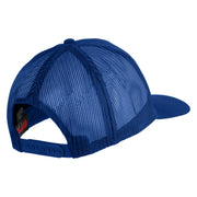 Silver USA Flag Retired Blue Line Patched Solid Cotton Twill 5 Panel Mesh Back Cap - Royal OSFM
