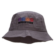 Arrows Dance Revolution Embroidered Pigment Dyed Bucket Hat - Charcoal OSFM