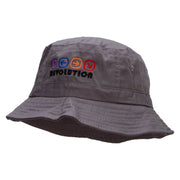 Arrows Dance Revolution Embroidered Pigment Dyed Bucket Hat - Charcoal OSFM