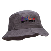 Arrows Dance Revolution Embroidered Pigment Dyed Bucket Hat - Charcoal OSFM