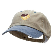 Chocolate on Waffle Embroidered Pigment Dyed Wash Cap - Khaki-Navy OSFM