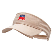 Mini Republican Elephant Embroidered Pro Style Cotton Twill Washed Visor