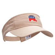 Mini Republican Elephant Embroidered Pro Style Cotton Twill Washed Visor