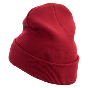 Number 3 Embroidered 12 Inch Long Knitted Beanie - Maroon OSFM