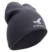 Made in USA Eagle Airborne Embroidered 8 Inch Short Beanie - Charcoal OSFM