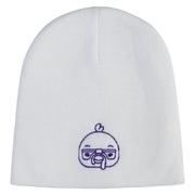 Nerdy Turkey Embroidered 8 inch Acrylic Short Blank Beanie - White OSFM