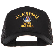 US Air Force Wife Retired Military Embroidered Mesh Cap