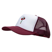 Red Roses Embroidered Foam Panel Mesh Snapback - Maroon-White OSFM