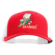 Licensed US Navy Seabees Embroidered Contrast Trucker Cap - Red-White OSFM