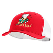 Licensed US Navy Seabees Embroidered Contrast Trucker Cap - Red-White OSFM