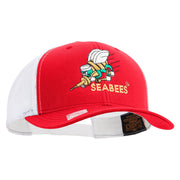 Licensed US Navy Seabees Embroidered Contrast Trucker Cap - Red-White OSFM