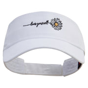 Love Your Self Daisy Embroidered Cotton Twill Sun Visor - White OSFM