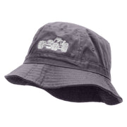 Dune Buggy Embroidered Pigment Dyed Bucket Hat - Charcoal OSFM