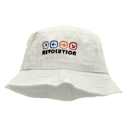 Arrows Dance Revolution Embroidered Pigment Dyed Bucket Hat - White OSFM