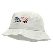 Arrows Dance Revolution Embroidered Pigment Dyed Bucket Hat - White OSFM