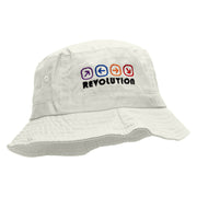 Arrows Dance Revolution Embroidered Pigment Dyed Bucket Hat - White OSFM