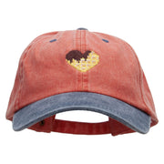 Chocolate on Waffle Embroidered Pigment Dyed Wash Cap - Orange-Navy OSFM