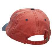 Chocolate on Waffle Embroidered Pigment Dyed Wash Cap - Orange-Navy OSFM