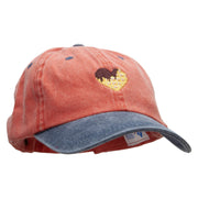 Chocolate on Waffle Embroidered Pigment Dyed Wash Cap - Orange-Navy OSFM