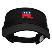 Mini Republican Elephant Embroidered Pro Style Cotton Twill Washed Visor