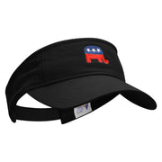 Mini Republican Elephant Embroidered Pro Style Cotton Twill Washed Visor