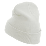 Number 3 Embroidered 12 Inch Long Knitted Beanie - White OSFM