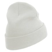 Number 3 Embroidered 12 Inch Long Knitted Beanie - White OSFM