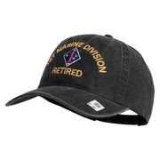 1st Marine Division Retired Embroidered Washed Solid Pigment Dyed Cotton Twill Brass Buckle Cap - Black OSFM
