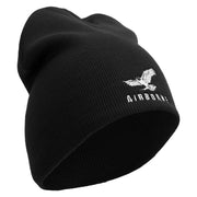 Made in USA Eagle Airborne Embroidered 8 Inch Short Beanie - Black OSFM