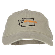 Washington with Map Outline Embroidered Washed Cotton Twill Cap