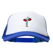 Red Roses Embroidered Foam Panel Mesh Snapback