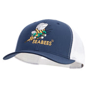 Licensed US Navy Seabees Embroidered Contrast Trucker Cap - Navy-White OSFM