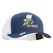 Licensed US Navy Seabees Embroidered Contrast Trucker Cap - Navy-White OSFM