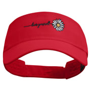 Love Your Self Daisy Embroidered Cotton Twill Sun Visor - Red OSFM