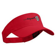 Love Your Self Daisy Embroidered Cotton Twill Sun Visor - Red OSFM