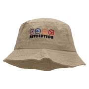 Arrows Dance Revolution Embroidered Pigment Dyed Bucket Hat - Khaki OSFM