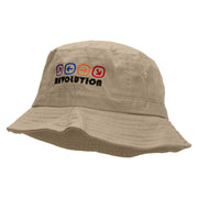 Arrows Dance Revolution Embroidered Pigment Dyed Bucket Hat - Khaki OSFM