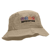 Arrows Dance Revolution Embroidered Pigment Dyed Bucket Hat - Khaki OSFM