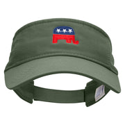 Mini Republican Elephant Embroidered Pro Style Cotton Twill Washed Visor