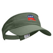 Mini Republican Elephant Embroidered Pro Style Cotton Twill Washed Visor