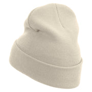 Number 3 Embroidered 12 Inch Long Knitted Beanie - Birch OSFM